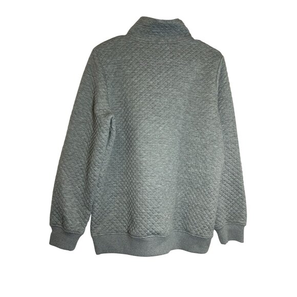 NWT MEROKEETY Button Quilted Patchwork Pullover Sweatshirt Women's Gray / Navy M - Picture 2 of 13